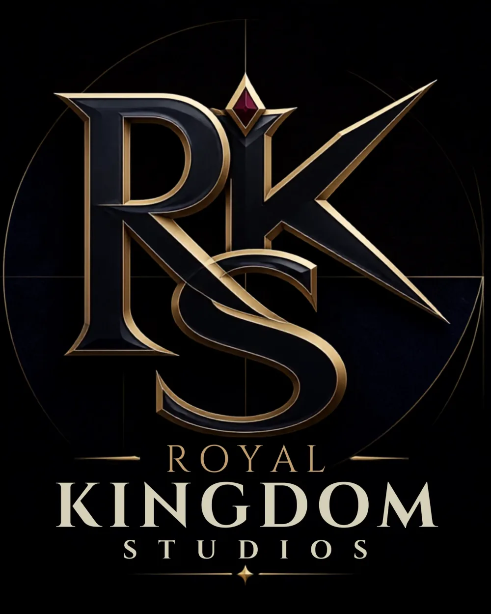 Logo von Royal Kingdom Studios: das goldene RKS-Monogramm über der Wortmarke Royal Kingdom Studios